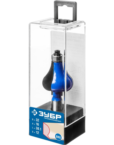 ЗУБР 32 x 38 мм, хвостовик 12 мм, фреза кромочная фигурная №7, Профессионал (28718-32)