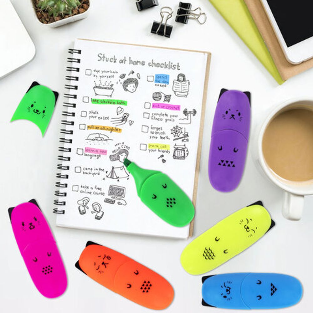 Текстовыделитель мини BRAUBERG KIDS "CUTE CATS NEON", 1шт, АССОРТИ, 1-5 мм, 152433