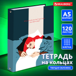 Тетрадь на кольцах А5 (175х215 мм) 120 листов твердый картон клетка BRAUBERG In Dreams (5 штук в упаковке)
