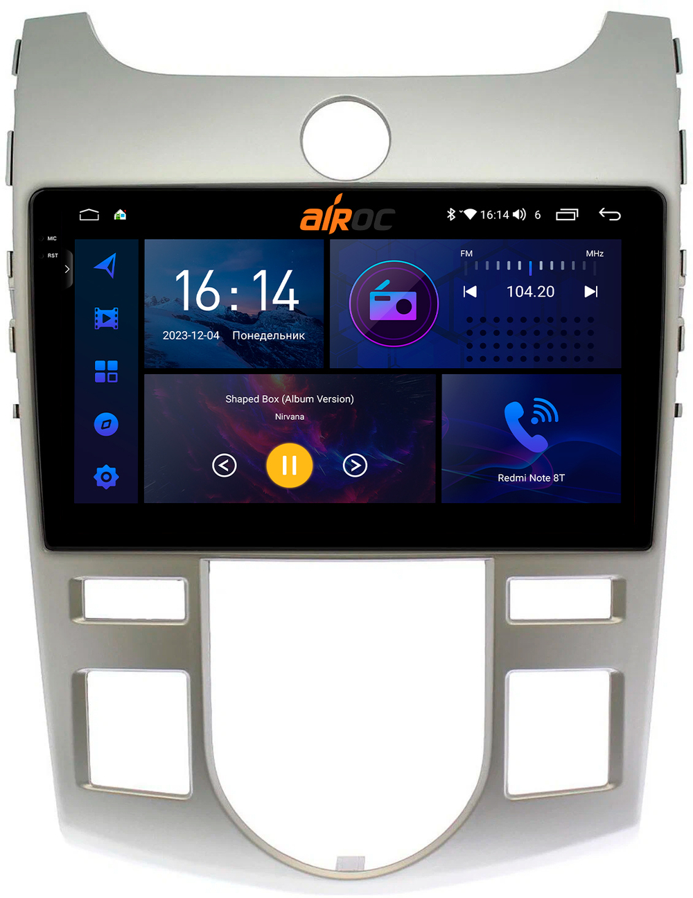 Магнитола для KIA Cerato 2 2008-2013 (климат) - AIROC 2K RI-2321A Android 12, QLed+2K, ТОП процессор, 8/128Гб, CarPlay, SIM-слот