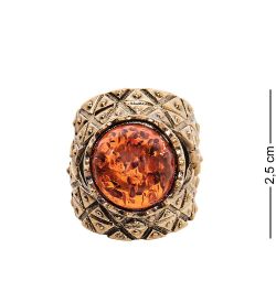 AM-2456 Кольцо «Королевское» (латунь, янтарь)
