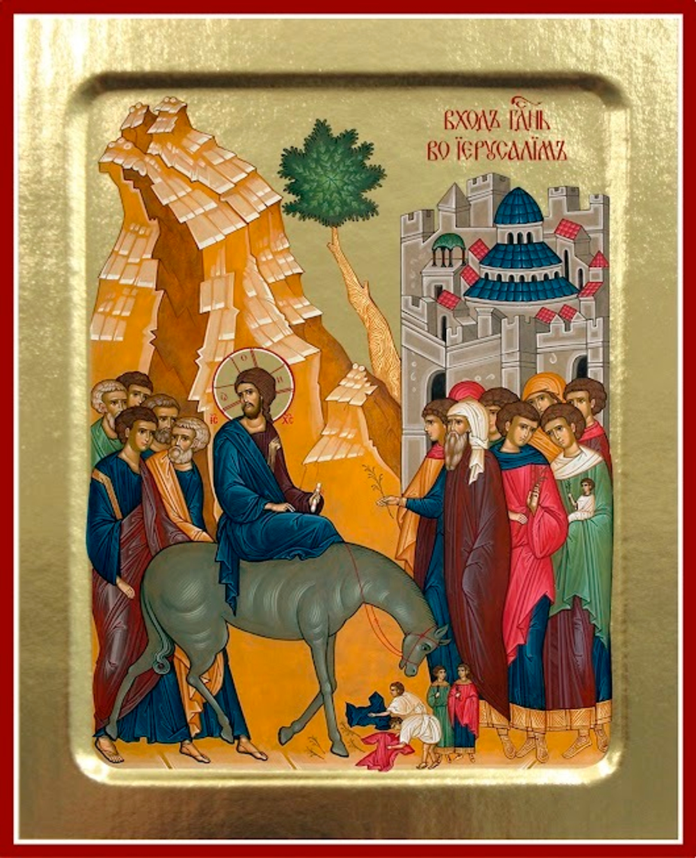 Икона Вход Господень во Иерусалим на дереве: 125 х 160 (Синопсисъ)