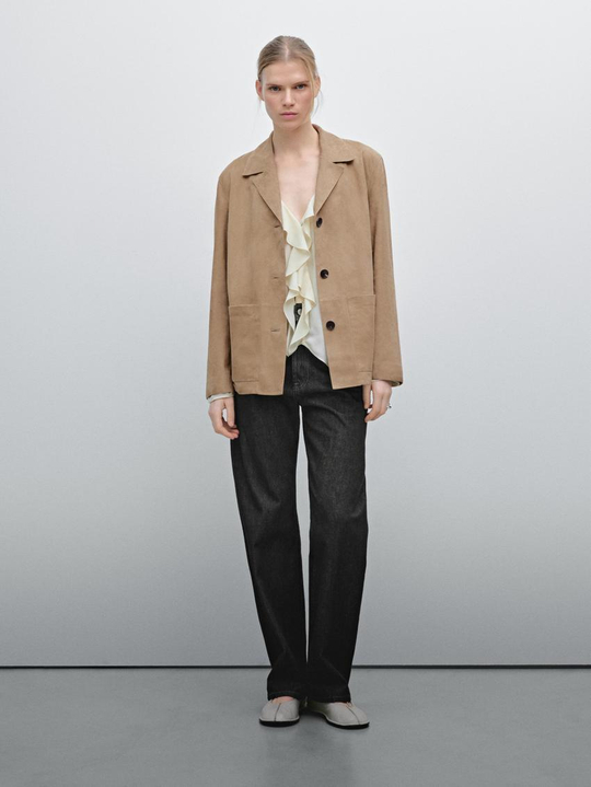 Massimo Dutti Замшевая мини-юбка, коричневый
