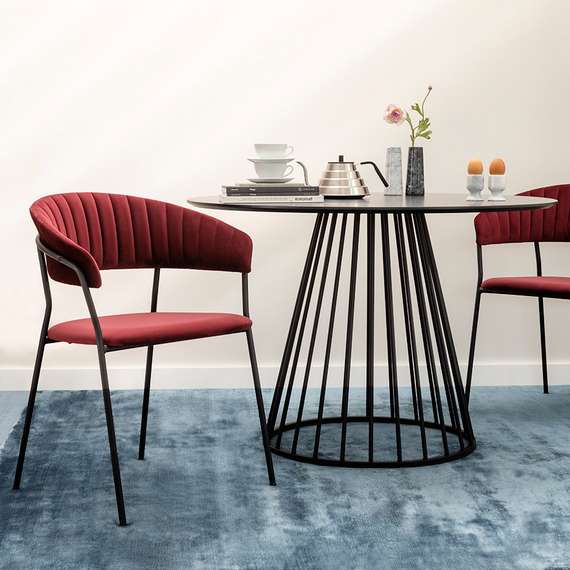 Стул Stefany, винный велюр, черный ножки