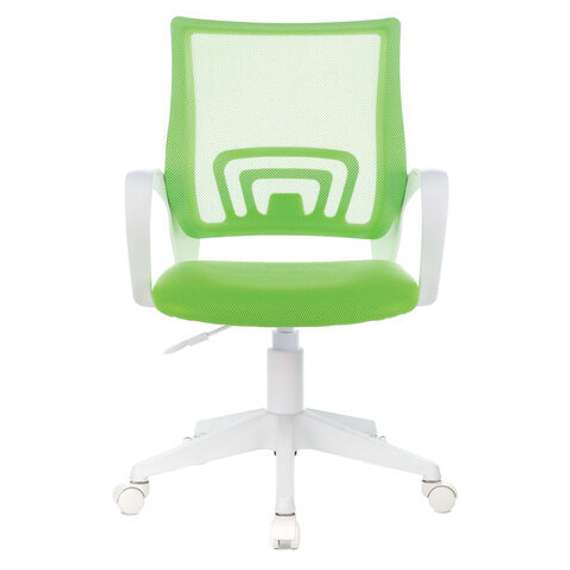 Кресло BRABIX &quot;Fly MG-396W&quot;, с подлокотниками, пластик белый, сетка, салатовое, 532403