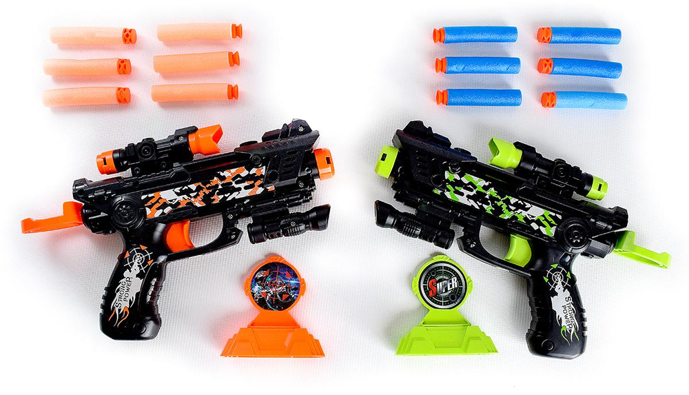 Пистолет 2шт с мягк.пулями, коробка DF0201C