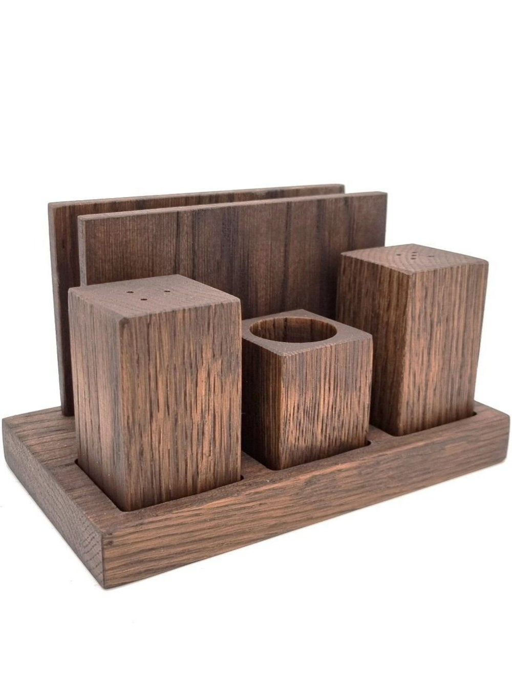 Набор для специй из дуба "Рустик", 3 предмета+салфетница, PPwood