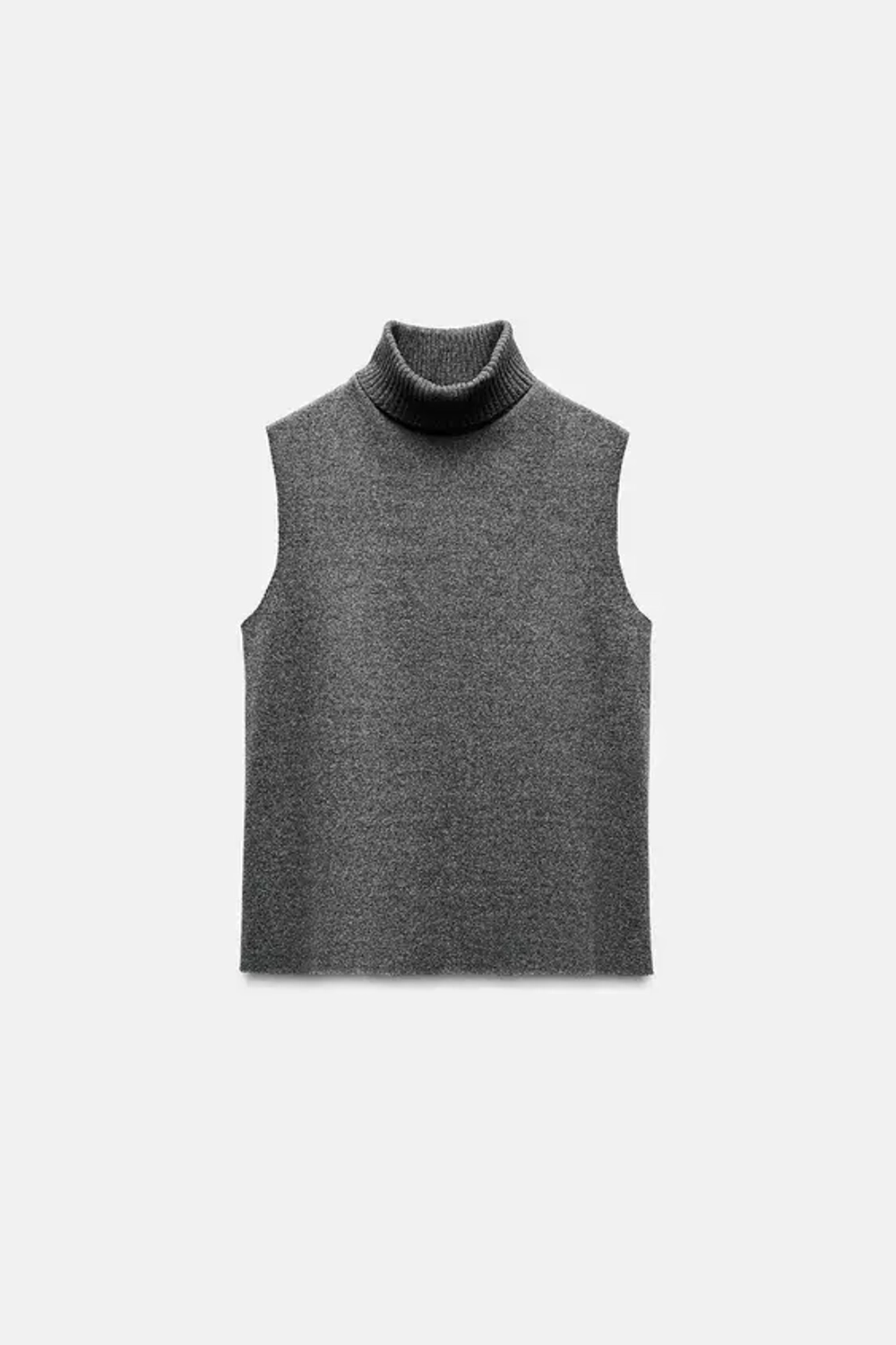 ZARA ТОП ИЗ МЯГКОЙ ТКАНИ С ВЫСОКИМ ВОРОТНИКОМ, ТЕМНЫЙ АНТРАЦИТ