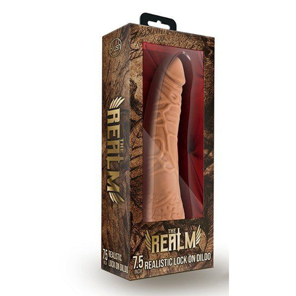 Насадка-фаллоимитатор для трусиков с плугом Realistic 7.5 Inch Lock On Dildo - 19 см. (Цвет: карамель (темно-бежевый))