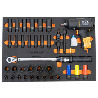 WDK-3740S Набор пневматического и динамометрического инструмента в ложементе, 37 предметов