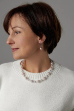 Колье из белой ювелирной сетки с розовым жемчугом, оттенок серебро