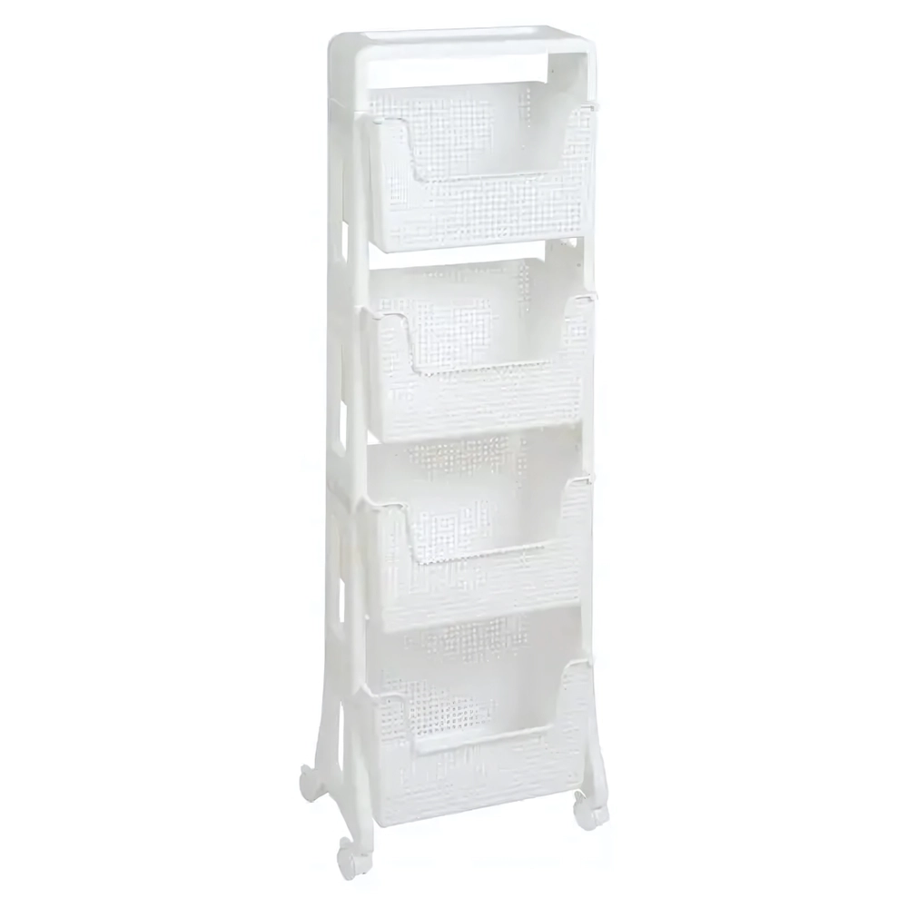 Этажерка Лофт напольная 4-х ярусная на колесах (белый)