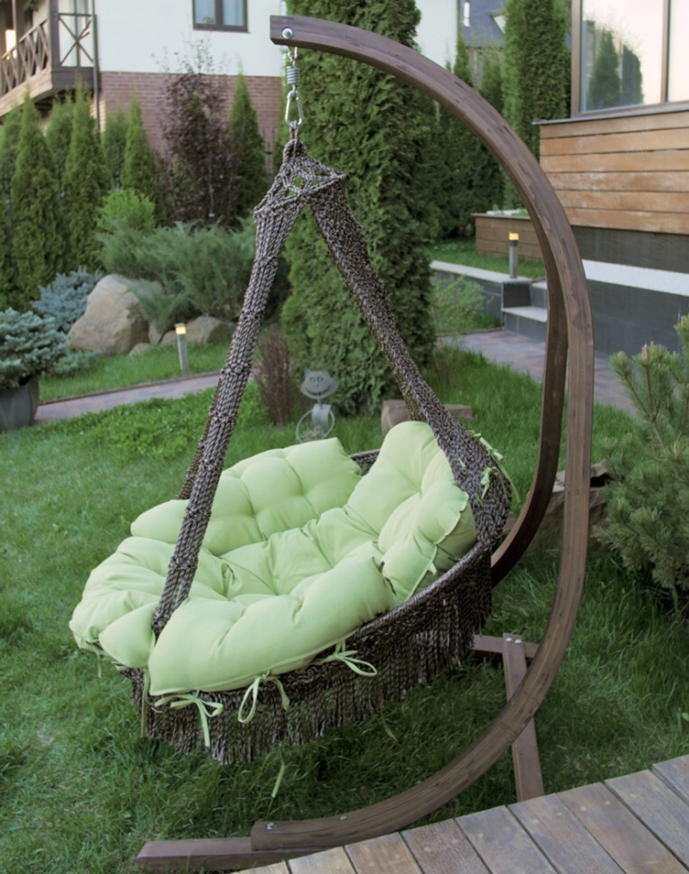 Подвесное кресло CARTAGENA (корич, беж.-корич., светло-корич.)с подушкой и деревянным каркасом CORSA