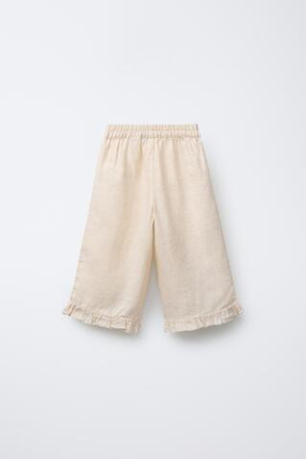 ZARA БРЮКИ-КЮЛОТЫ ИЗ 100% ЛЬНА, ЭКРЮ