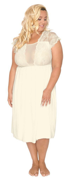 Сорочка из эластичной микрофибры с лифом из кружевного полотна (Размер: M) (Цвет: сливовый)