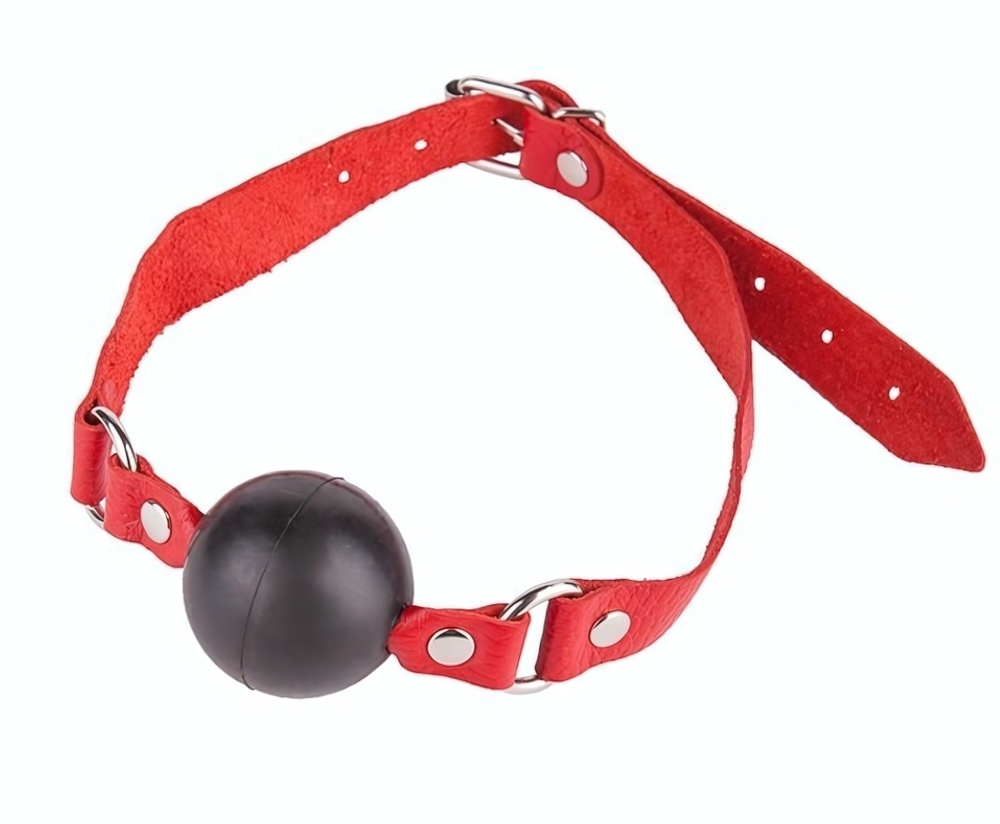 Чёрный кляп-шар с красным ремешком (Цвет: черный с красным)