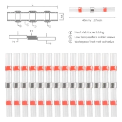 Термоусадочная трубка с припоем, 100 штук, для проводов, проводов, красные(Внутренний диаметр 2.5mm)