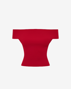 Топ трикотажный с открытыми плечами и короткими рукавами