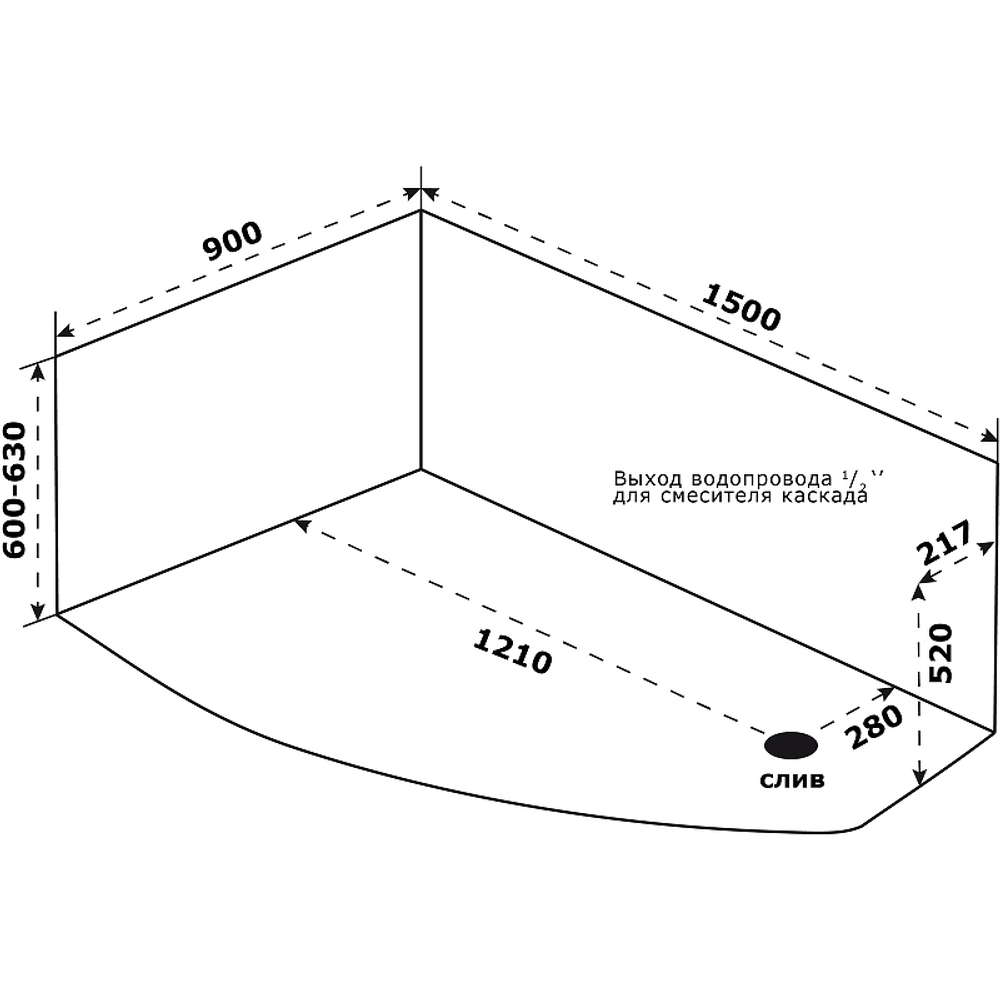 Акриловая ванна Bas (Бас) Камея PRO 150х90 R, с каркасом