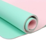 Коврик для йоги 8 мм 183х68 см «Энергия» 2х сторонний TPE, салатовый/розовый