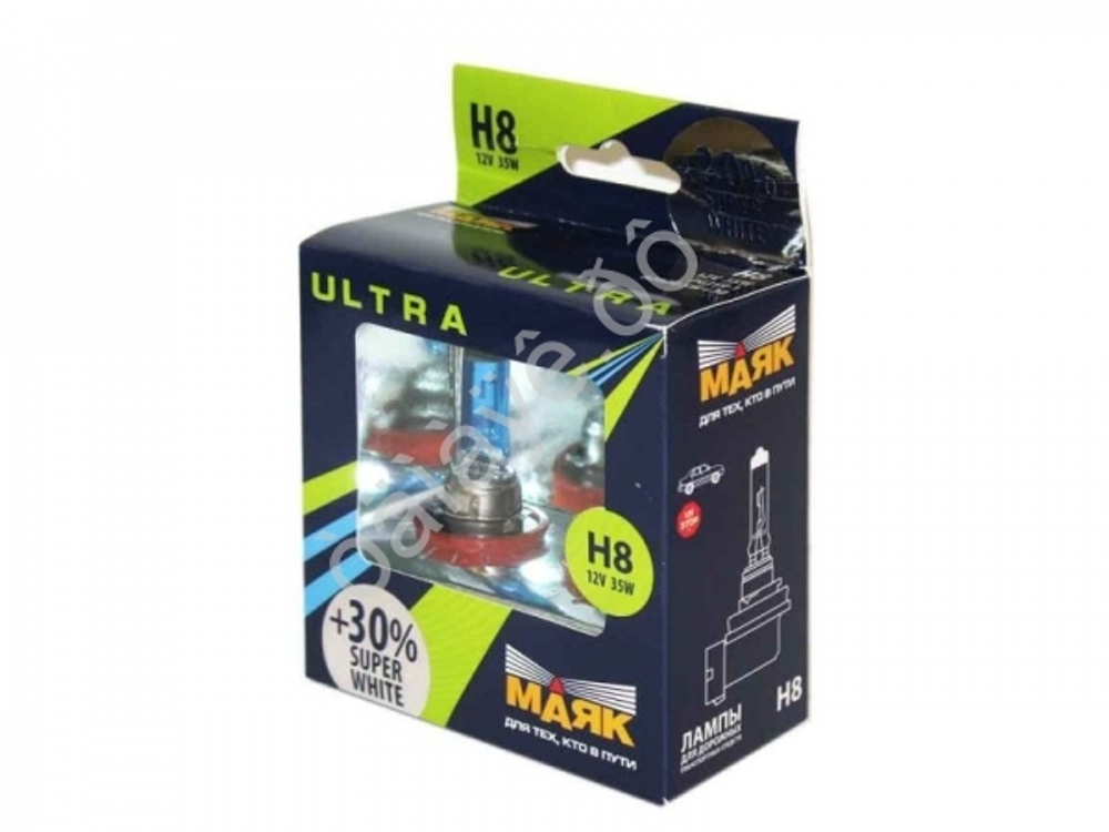 Автолампа H8 12V 55W Маяк     +30% Super  White  82820SW*30 (к-т)