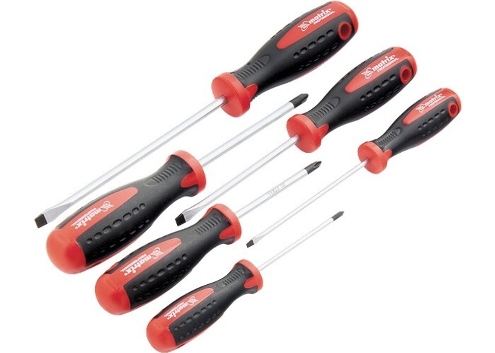 Набор отверток, сталь S2, двухкомпонентные рукоятки, 6 шт Matrix Professional