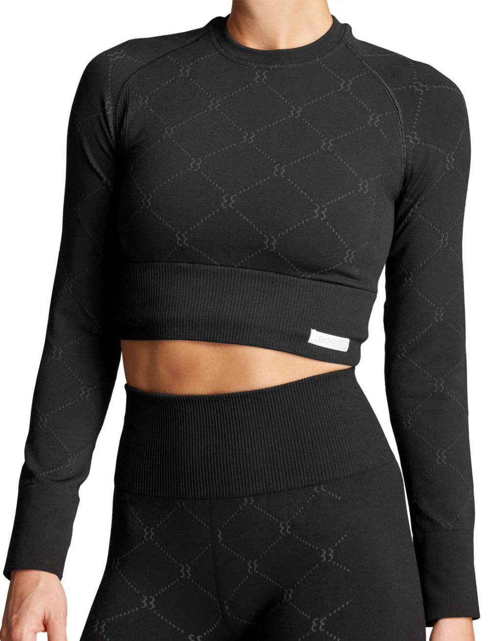 Женская теннисная футболка (dł. Рукава) Björn Borg Stockholm Seamless Crop Top W - black beauty