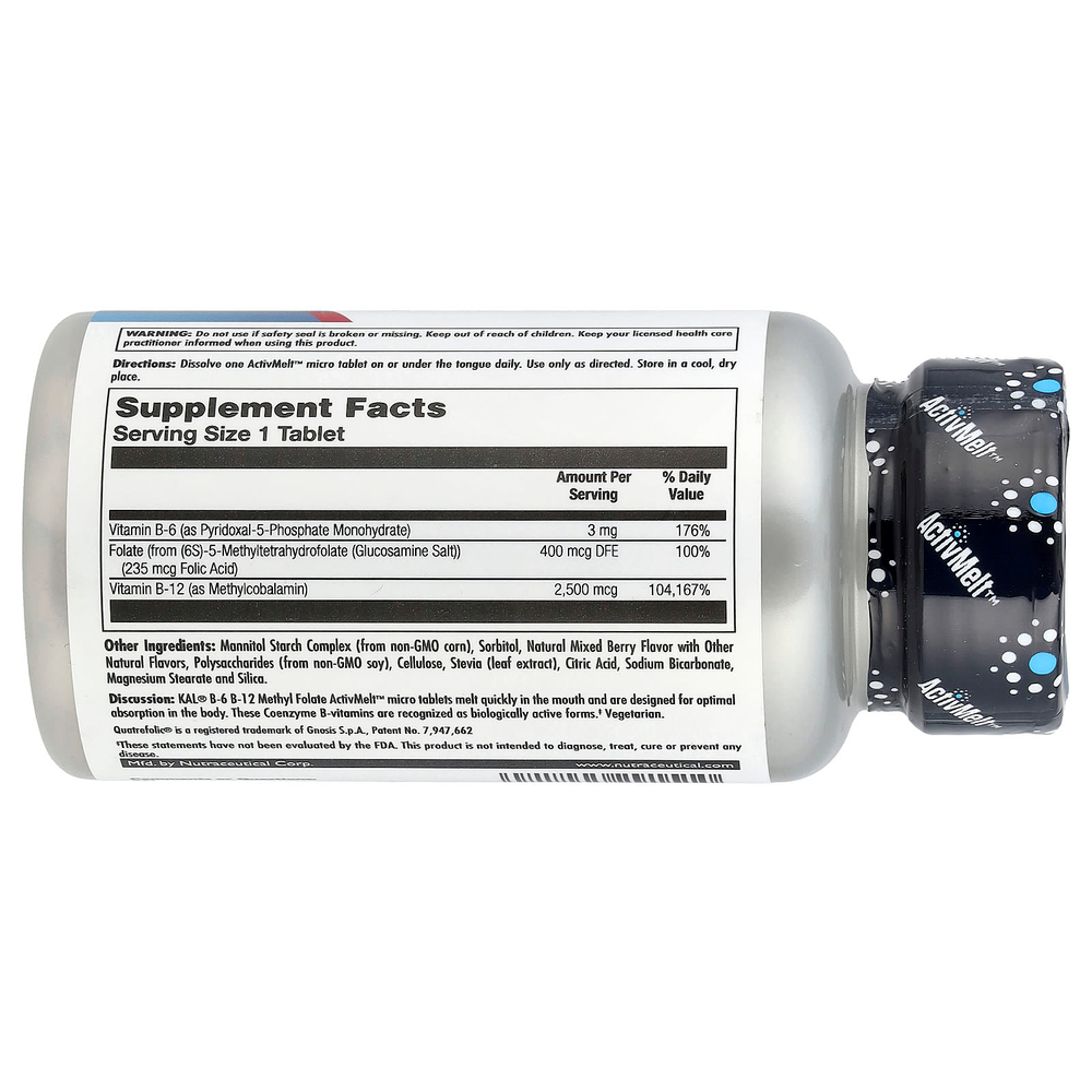 KAL, витамин B-6, витамин B-12 метилфолат, ягодное ассорти, 60 микротаблеток