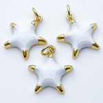 Подвеска Звезда, цвет золото+белый, размер 18*16 мм, цена за 1 шт