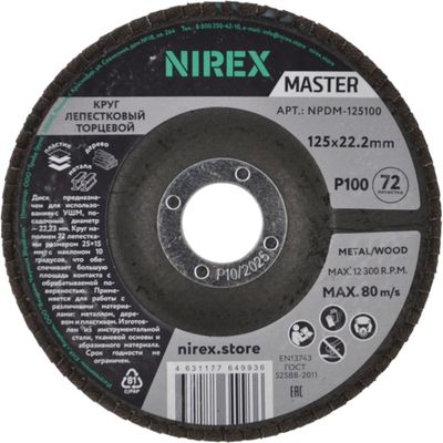 Диск лепестковый NIREX Master 125*22.2 P100 NPDM-125100