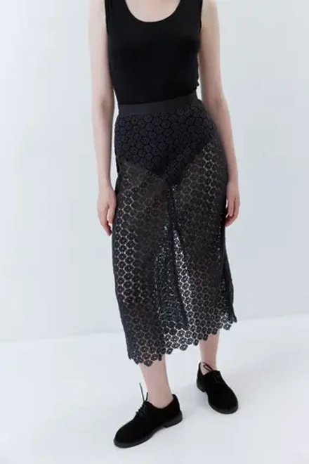 Фантазийная юбка с разрезом из синего кружева