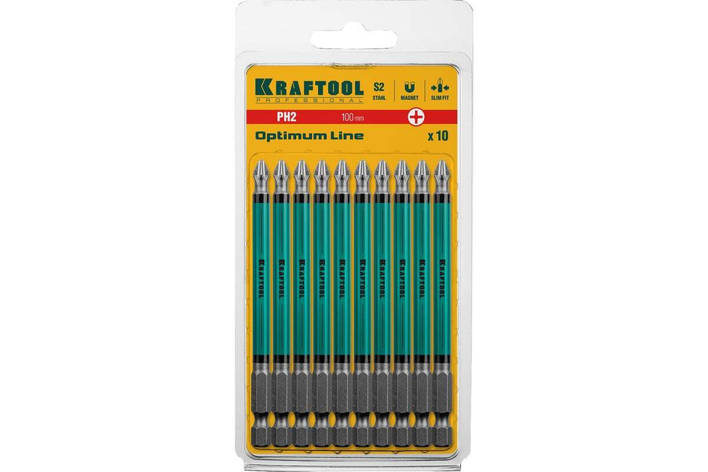 KRAFTOOL  OPTIMUM PH 2, 100 мм, 10 шт, Биты (26122-2-100-10)
