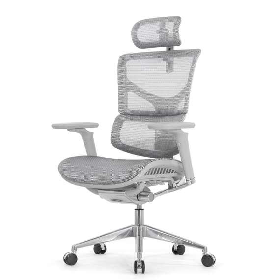 Кресло EXPERT 2 SAIL HSAM 01-G NEW (подлокотник 6D(360), подголовник 5D,сетка белая / каркас серый)