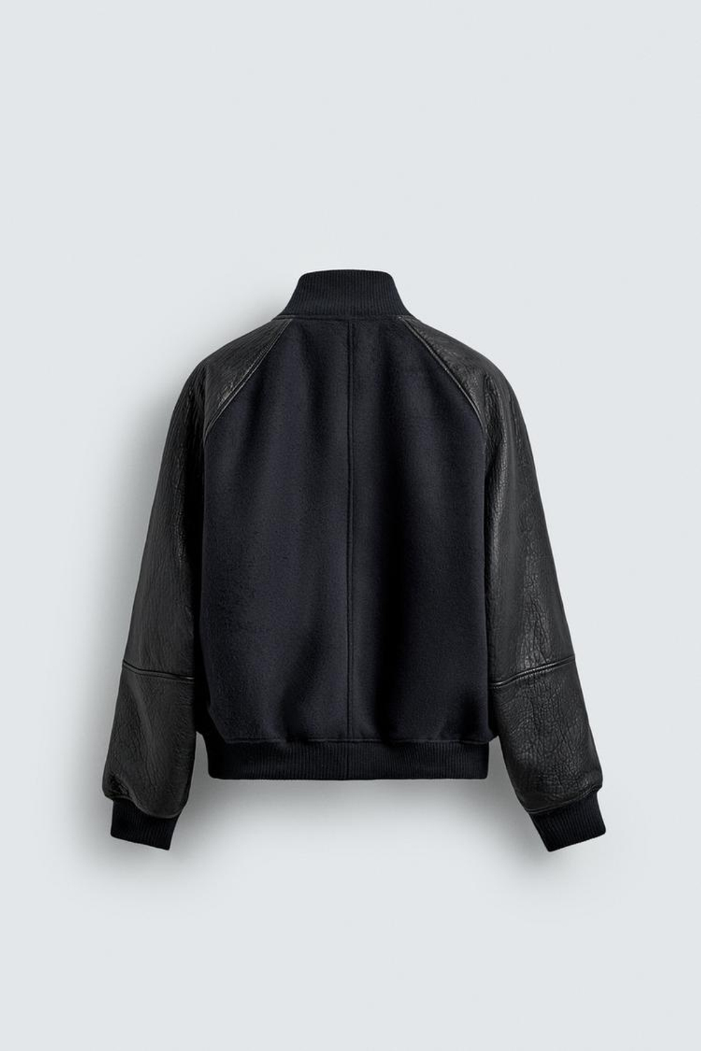 ZARA КОМБИНИРОВАННЫЙ КОЖАНЫЙ БОМБЕР LIMITED EDITION, МОРСКОЙ ТЕМНО-СИНИЙ