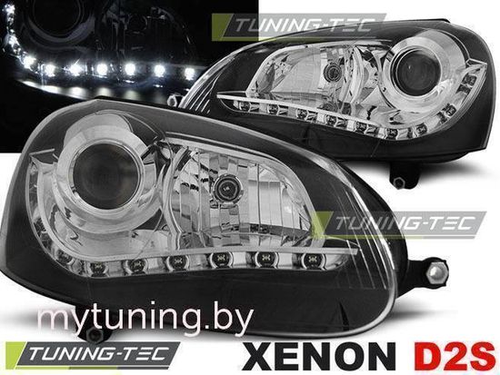 Передние фары VW Golf 5 daylight D2S black