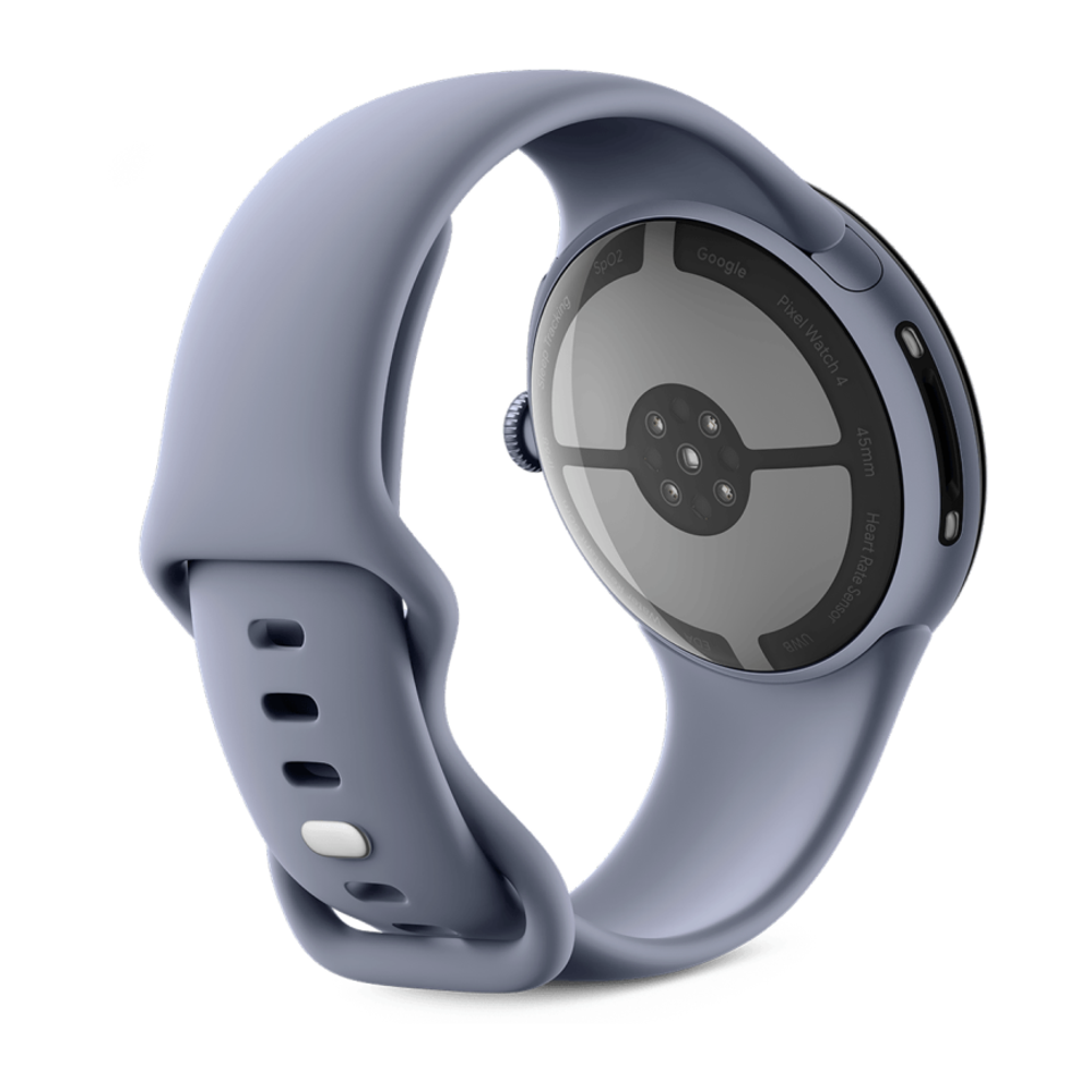 Умные часы Google Pixel Watch 4, 45 мм, Wi-Fi + LTE, ремешок цвета «лунный камень» Сатинированный корпус цвета «лунный камень» из переработанного алюминия, ремешок из фторэластомера с покрытием «софт-тач» и застёжкой pin-and-tuck — на запястье обхватом 15