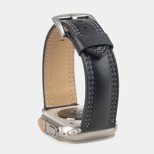 Ремешок для Apple Watch Ultra 49mm из кожи теленка, черного цвета