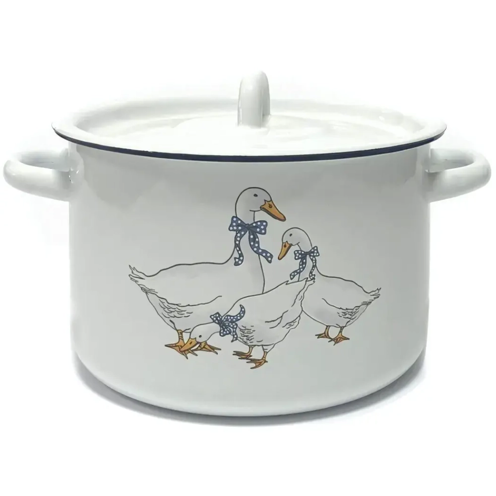 Кастрюля эмалированная 2л без ободка «Гуси» 01-1610.1н/4