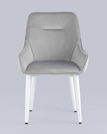 Стул Диана велюр серый ножки белые