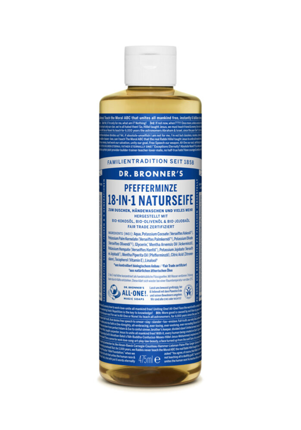Натуральное мыло Dr. Bronner’s 18 в 1 со вкусом мяты перечной, 475 мл.