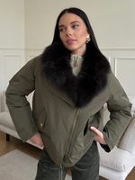 Парка Extra Lux с натуральным мехом хаки