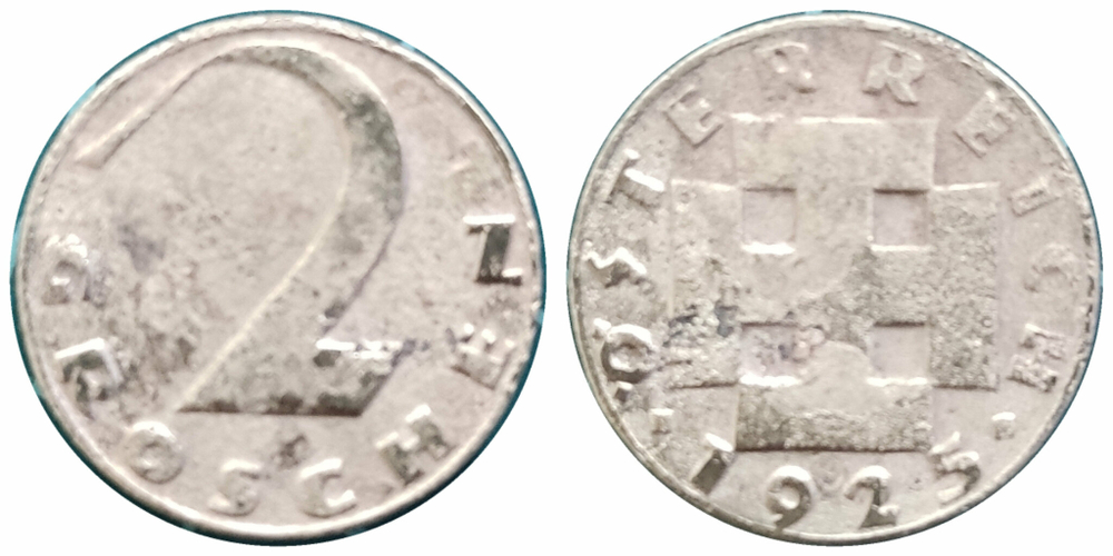 Австрия 2 гроша, 1925-1938 F