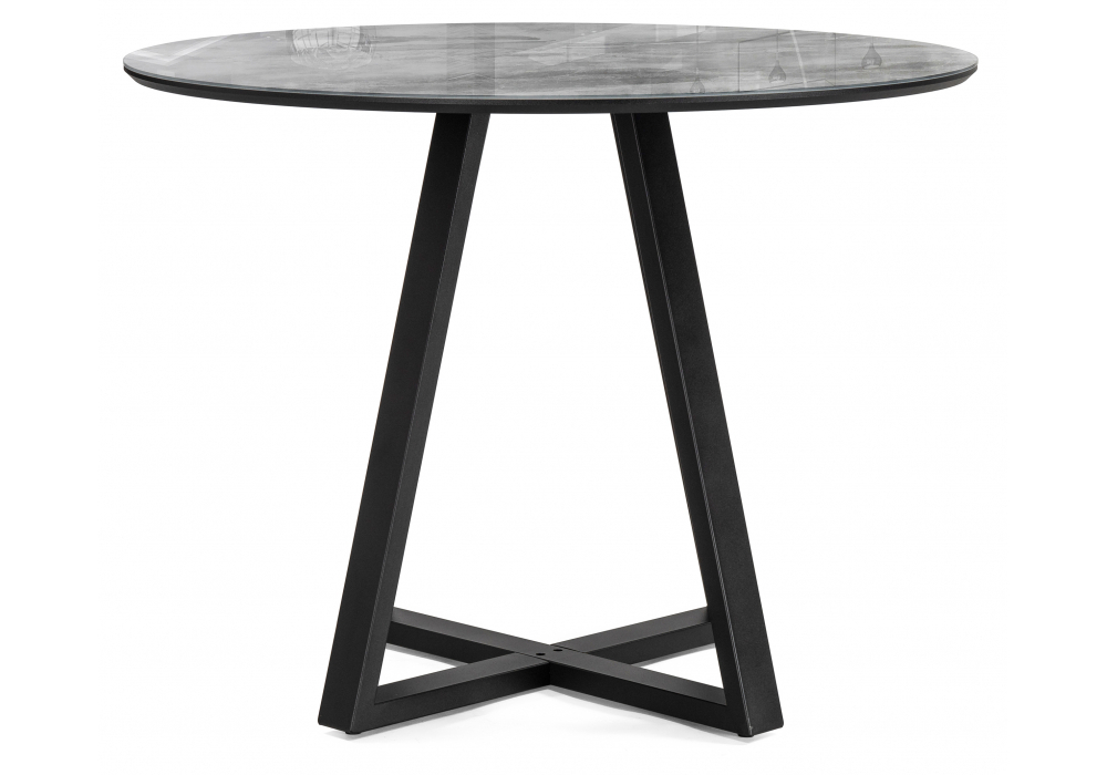 Стол стеклянный Woodville Норфолк 100 серый мрамор, черный