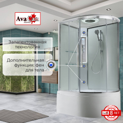 Душевая кабина AvaCan (АваКан) EM5812LLEDT с высоким поддоном, с ГМ, с электрикой и LED освещением, 120х80х220