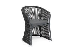 "Романо" стул плетеный из роупа, каркас алюминий темно-серый (RAL7024) муар, роуп темно-серый круглый, ткань темно-серая 027