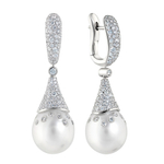 Серьги с Морским Белым Жемчугом и Бриллиантами, E0249-1/1