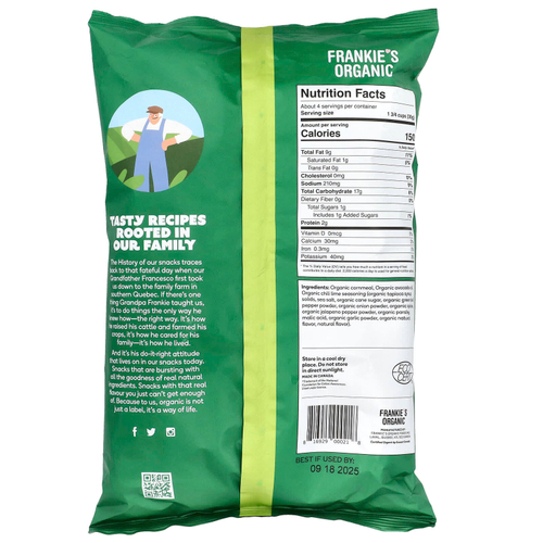 Frankie's Organic, Puff Corn, масло авокадо и лайм чили, 113 г (4 унции)