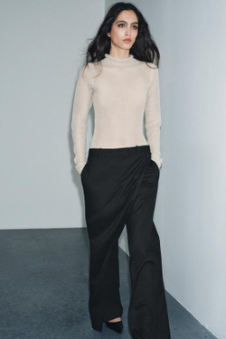 ZARA БРЮКИ-ПАРЕО В ПОЛОСКУ — ZW COLLECTION, ЧЕРНЫЙ