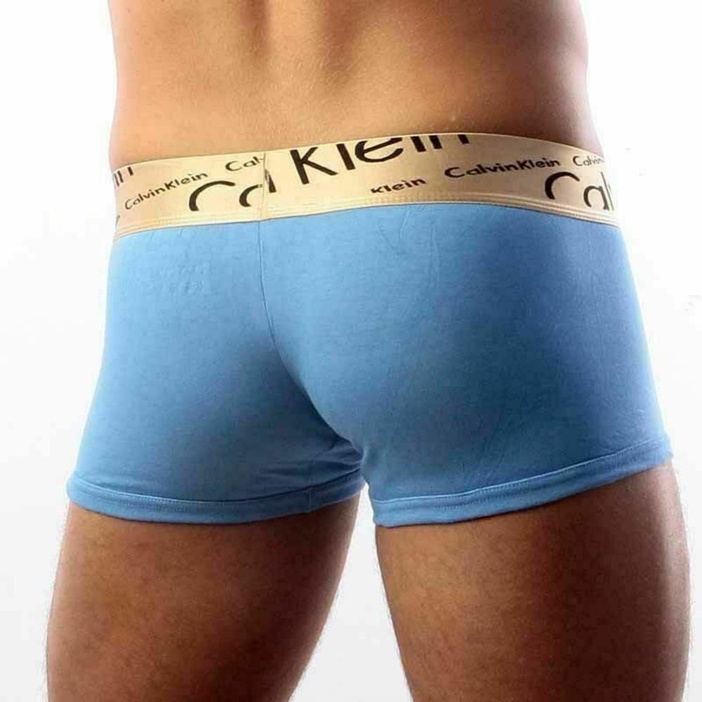 Мужские трусы боксеры голубые с косой резинкой Calvin Klein Bronze Boxer Italics