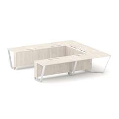 Steel Meet Стол переговорный П-образный KDK-PR.B.SP-11P Денвер Светлый/Металл Белый 3200*3200*750